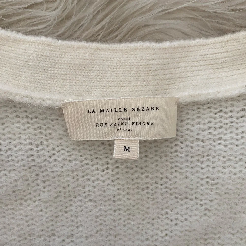 Sezane Mia Cardigan Kingdom Ecru Cream White Mohair Wool V-Neck Knit Sweater - Picture 12 of 14